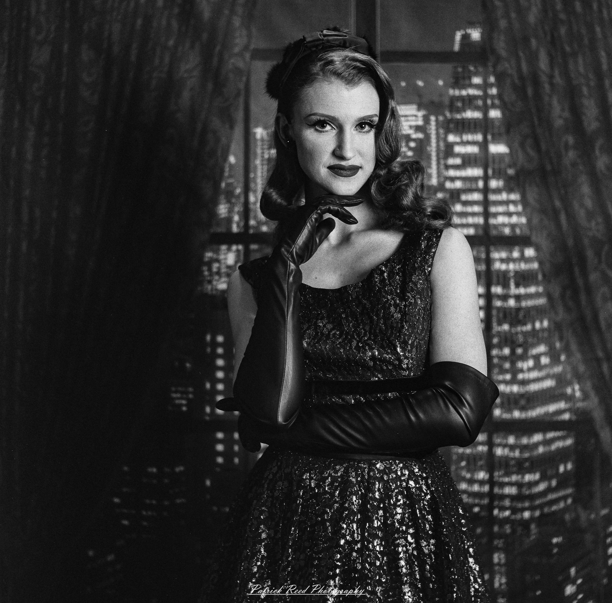 A studio portrait of a model named Noel, photographed on October 1, 2025, using a Mamiya C33 medium format film camera.