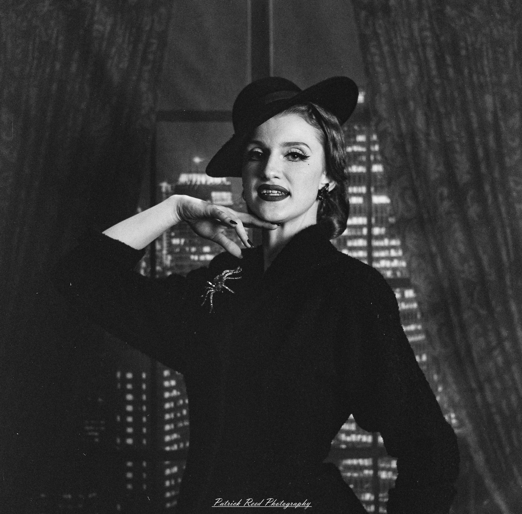 A studio portrait of a model named Noel, photographed on October 1, 2025, using a Mamiya C33 medium format film camera.