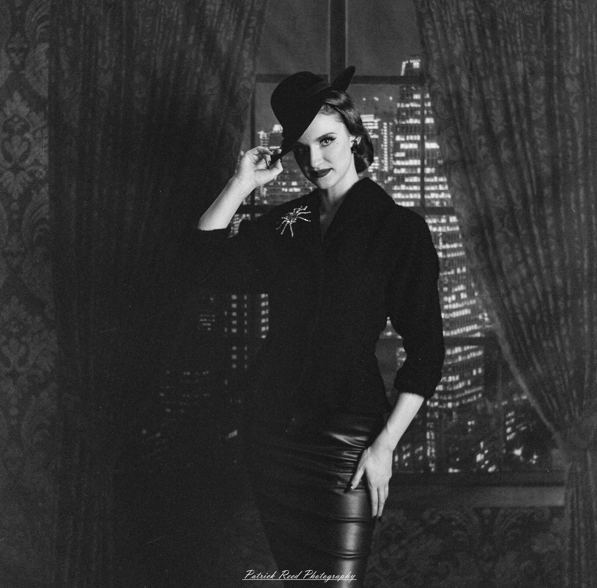 A studio portrait of a model named Noel, photographed on October 1, 2025, using a Mamiya C33 medium format film camera.