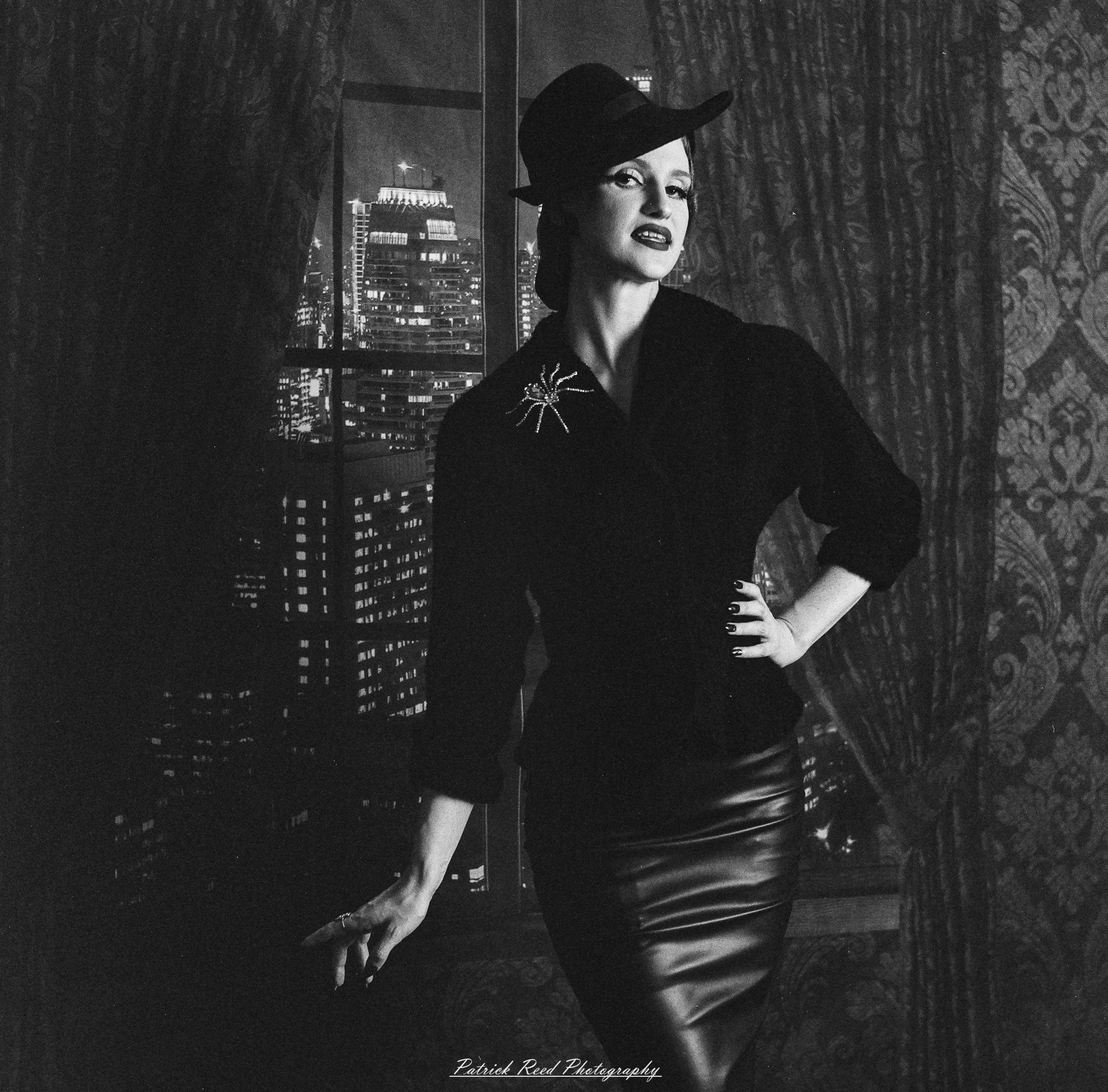 A studio portrait of a model named Noel, photographed on October 1, 2025, using a Mamiya C33 medium format film camera.