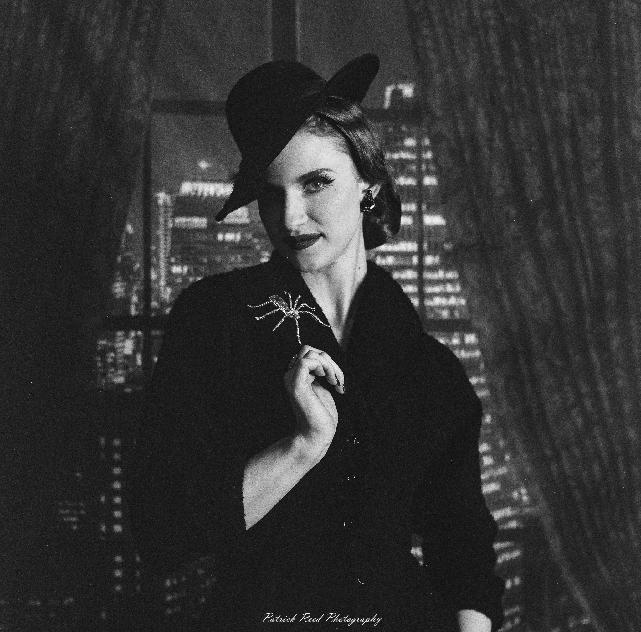 A studio portrait of a model named Noel, photographed on October 1, 2025, using a Mamiya C33 medium format film camera.