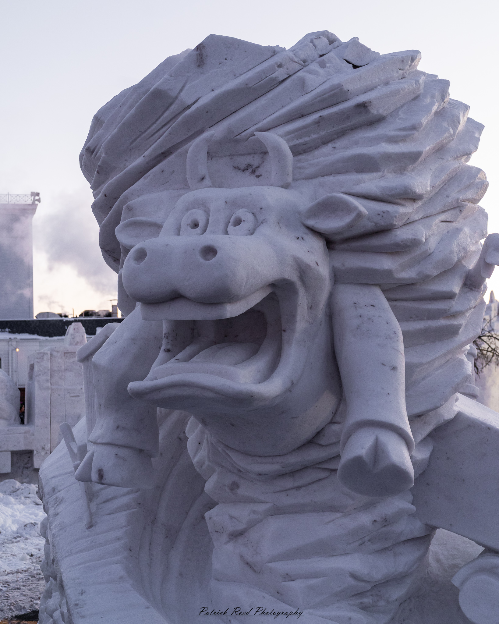 Winter festival photography from Snowfest in Frankenmuth, Michigan, captured on January 31, 2026, featuring ice sculptures, snow carvings, and cold-weather festivities.