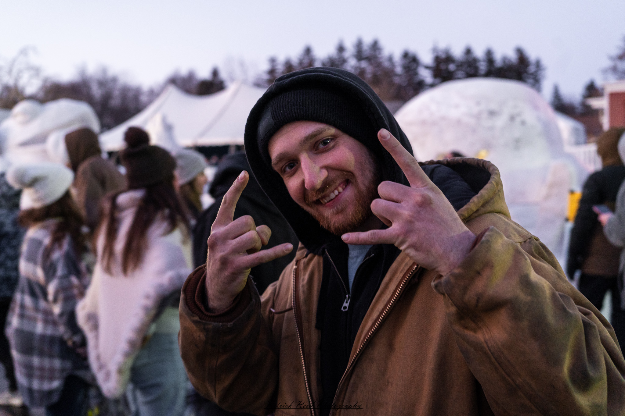 Winter festival photography from Snowfest in Frankenmuth, Michigan, captured on January 31, 2026, featuring ice sculptures, snow carvings, and cold-weather festivities.