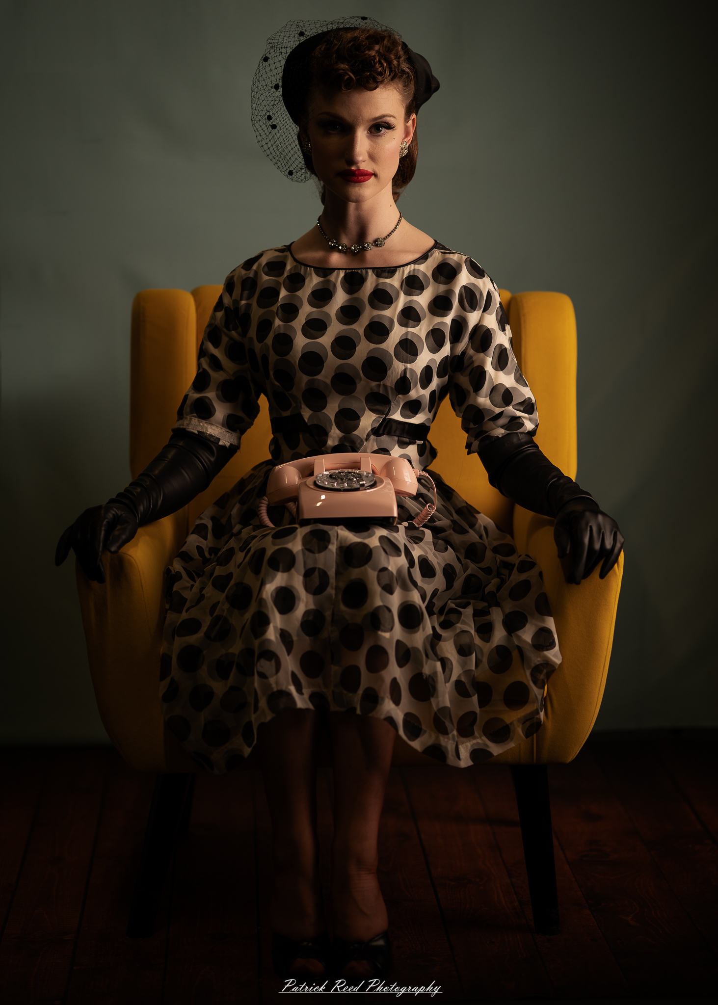 A retro-inspired portrait series of a model named Noelle photographed on March 13, 2026, featuring mid-century fashion styling, vintage hairstyles, colorful studio sets, and dramatic editorial lighting.